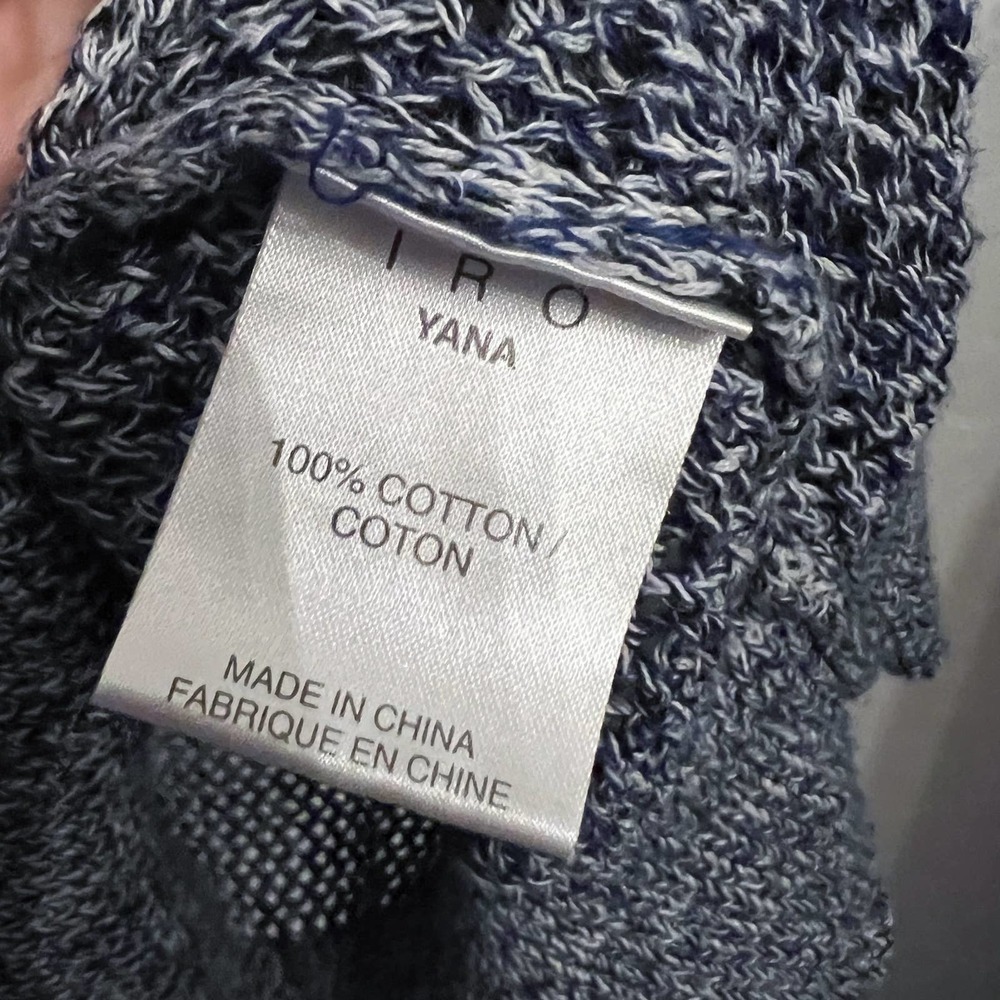 IRO Yana Distressed Open Knit Sweater Medium Blue Pullover Cotton - Picture 7 of 8